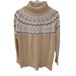 Evelyn Taylor Sweater Turtleneck Fair Isle Acrylic Medium
